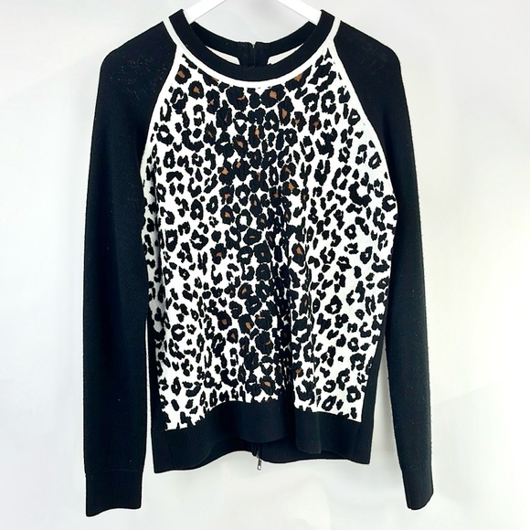 A.L.C. Moore Black and White Leopard Raglan Sweater - Picture 2 of 10